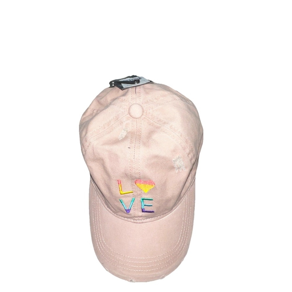 David & Young NWT Love Pride Rainbow Heart Pink Distressed Dad Hat Baseball‎ Cap - Picture 6 of 12